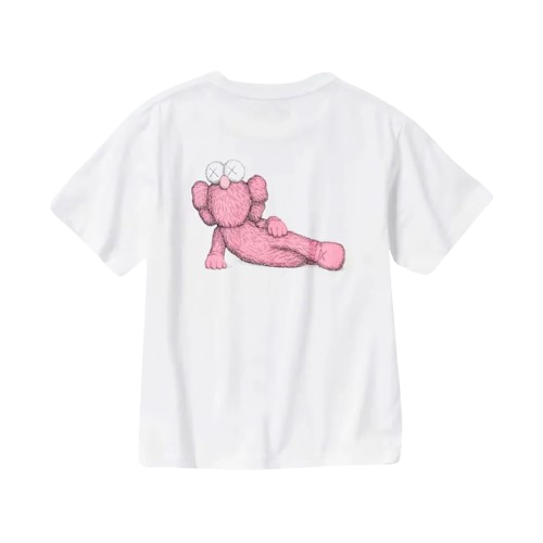 KAWS x Uniqlo Pink BFF Time Off Companion Tee White