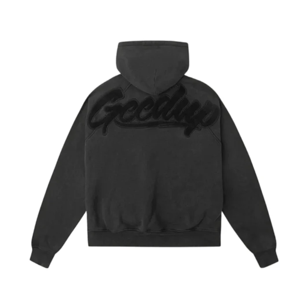 Geedup Play For Keeps Script Hoodie Vintage Washed Black