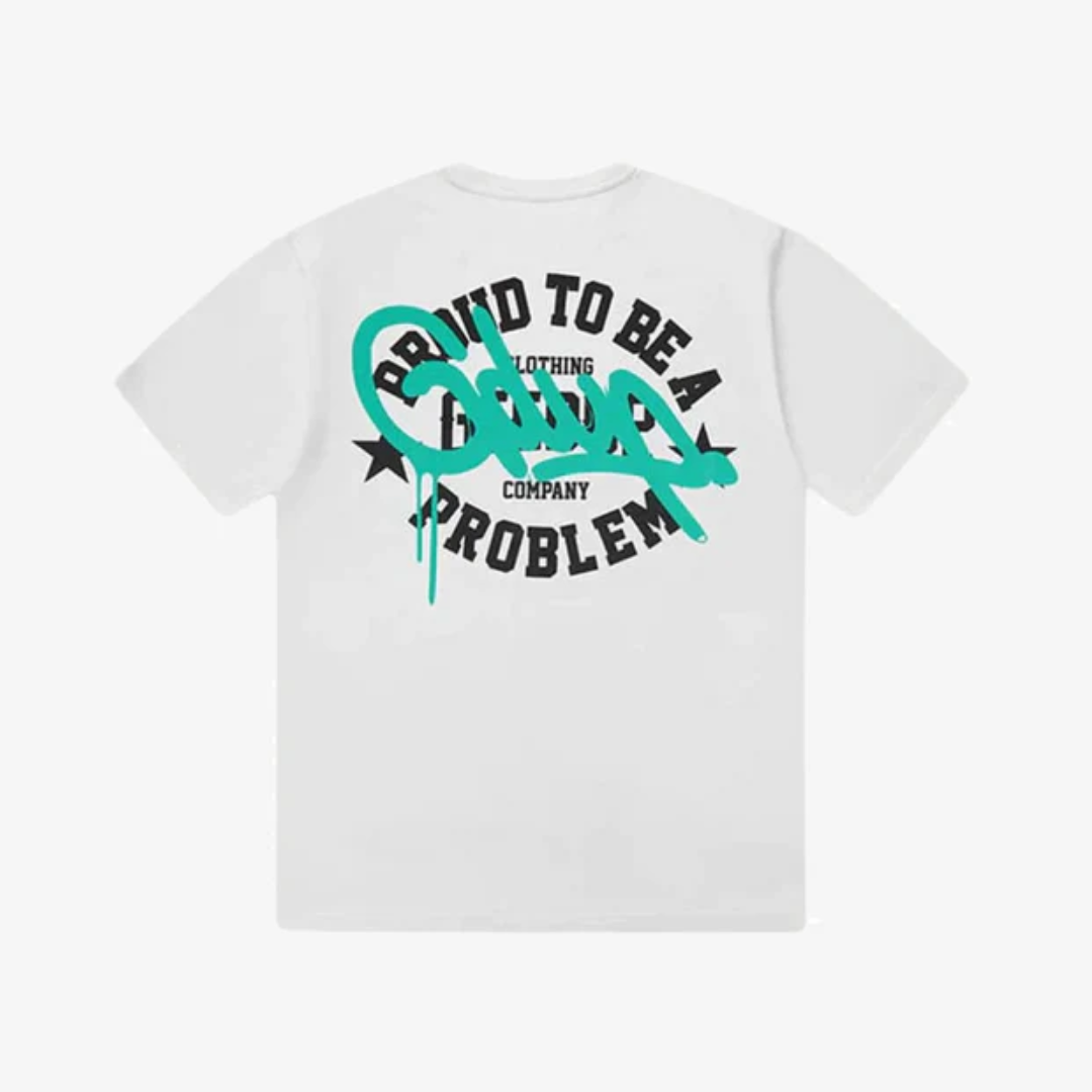 Geedup Proud To Be A Problem Tee White Aqua