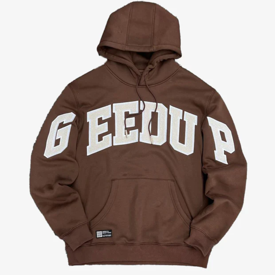 Geedup Team Logo Hoodie Brown White