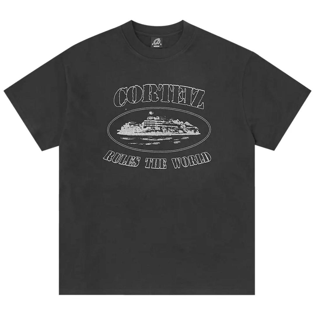 Corteiz Reflective Alcatraz Tee Triple Black